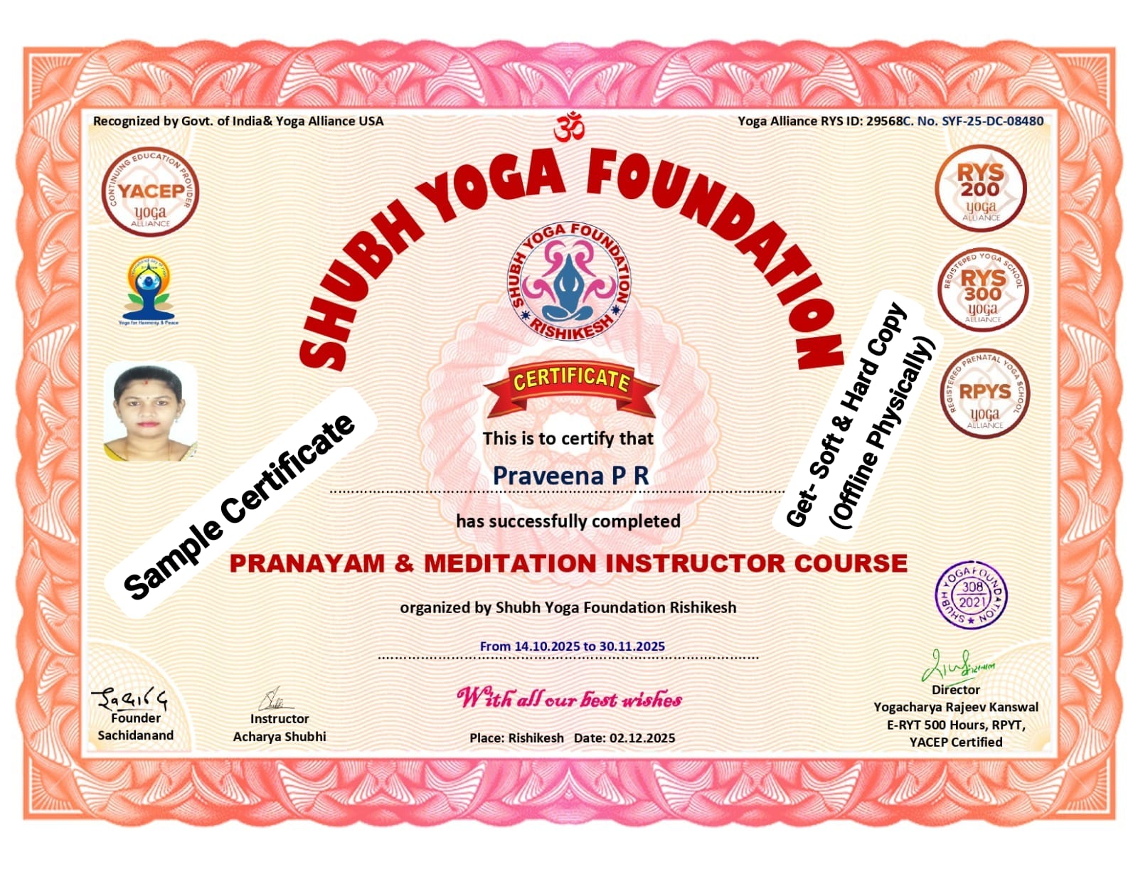 Online Offline Pranayam & Meditation Teacher Training Course M