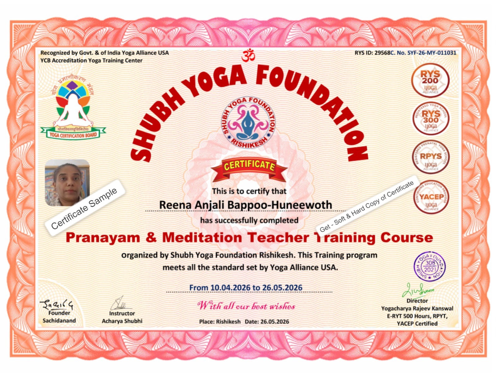 Pranayam & Meditation Teacher Training Course r